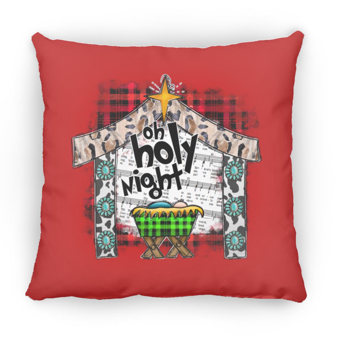 Oh Holy Night - Large Square Pillow - Jesus Surfed Apparel Co. 