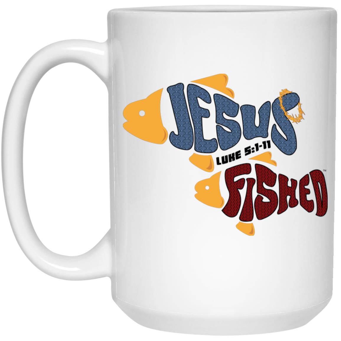 OneFish TwoFish - 15oz White Mug - Jesus Surfed Apparel Co. 