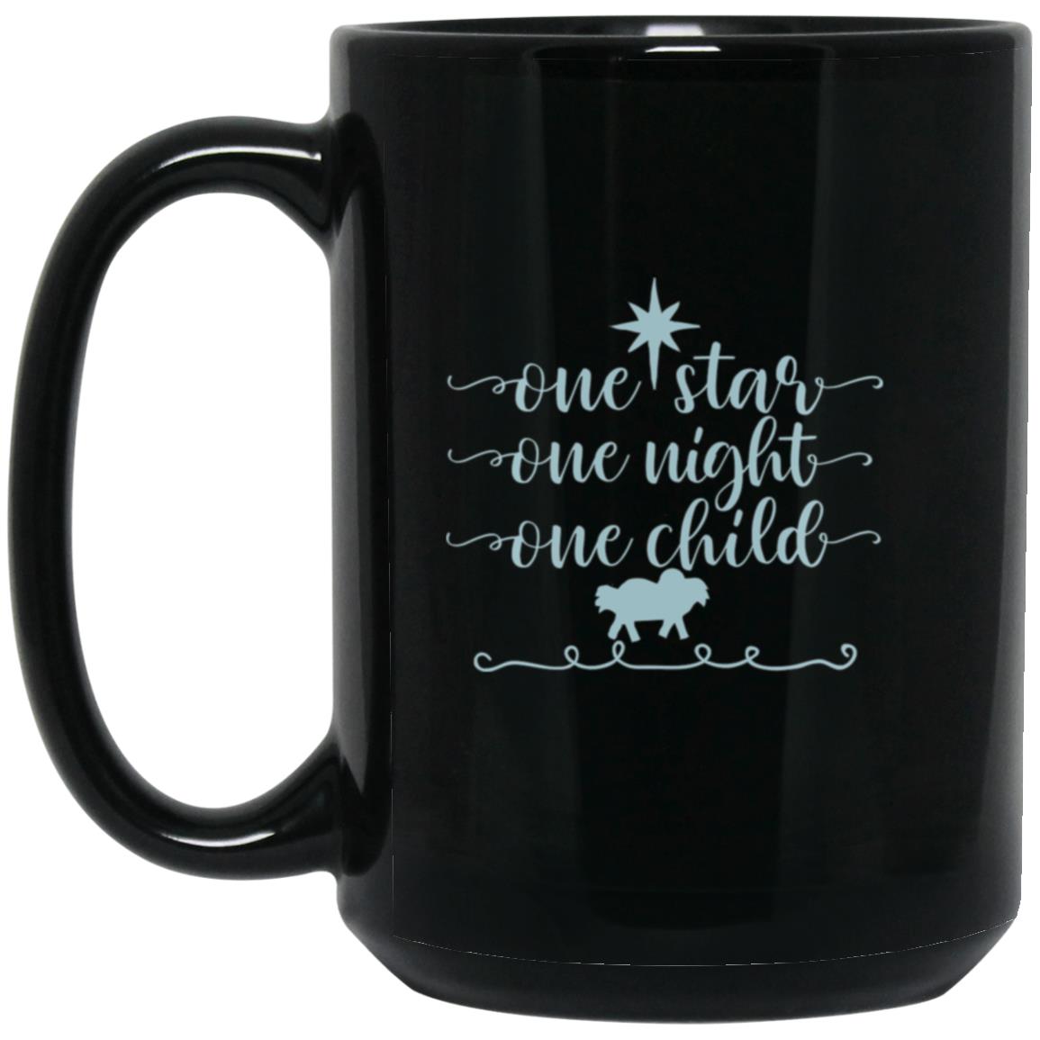 One Star One Night One Child - 15oz Black Mug - Jesus Surfed Apparel Co. 