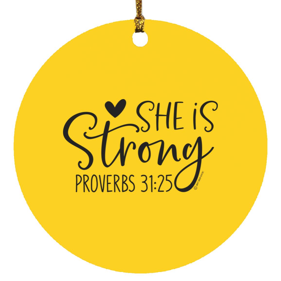 She is Strong - Circle Ornament - Jesus Surfed Apparel Co. 