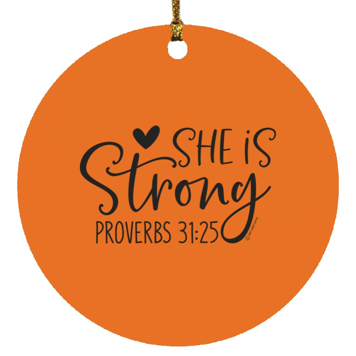 She is Strong - Circle Ornament - Jesus Surfed Apparel Co. 
