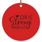 She is Strong - Circle Ornament - Jesus Surfed Apparel Co. 