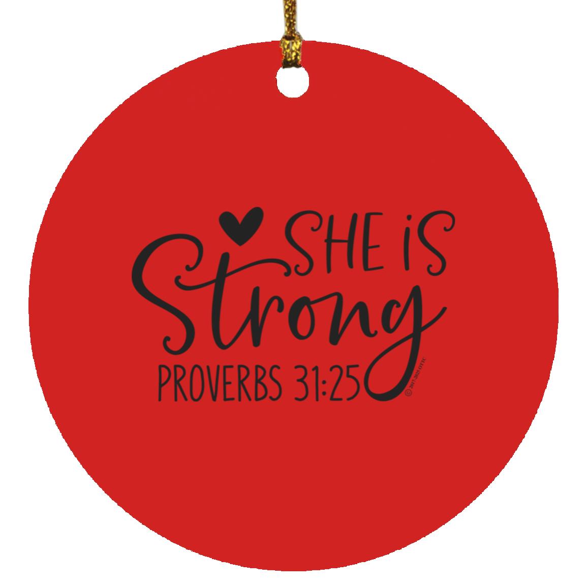 She is Strong - Circle Ornament - Jesus Surfed Apparel Co. 