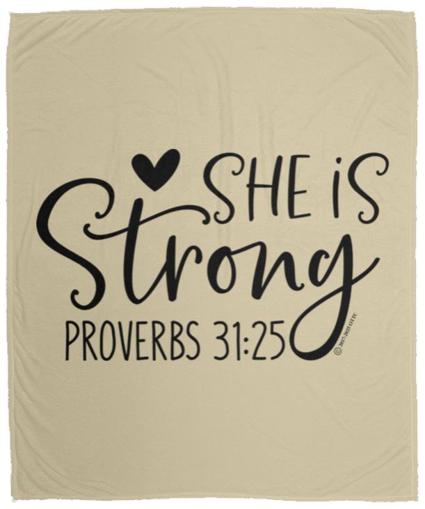 She is Strong - Cozy Plush Fleece Blanket - 50x60 - Jesus Surfed Apparel Co. 