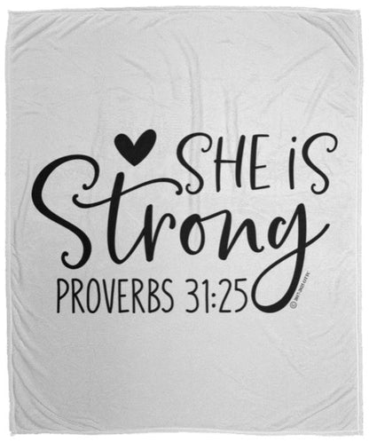 She is Strong - Cozy Plush Fleece Blanket - 50x60 - Jesus Surfed Apparel Co. 