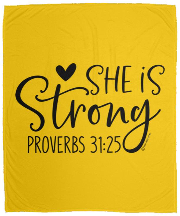 She is Strong - Cozy Plush Fleece Blanket - 50x60 - Jesus Surfed Apparel Co. 