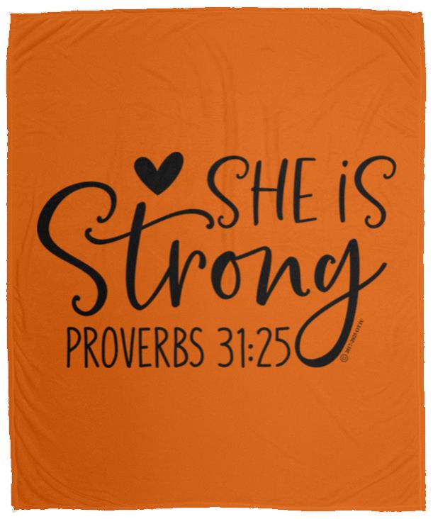 She is Strong - Cozy Plush Fleece Blanket - 50x60 - Jesus Surfed Apparel Co. 