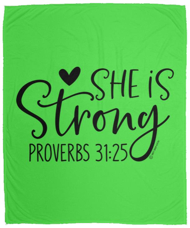 She is Strong - Cozy Plush Fleece Blanket - 50x60 - Jesus Surfed Apparel Co. 