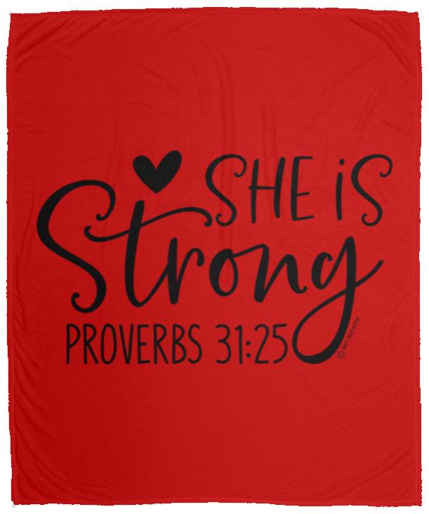 She is Strong - Cozy Plush Fleece Blanket - 50x60 - Jesus Surfed Apparel Co. 