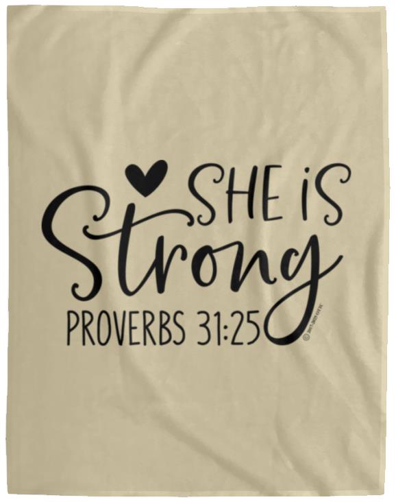 She is Strong - Cozy Plush Fleece Blanket - 60x80 - Jesus Surfed Apparel Co. 