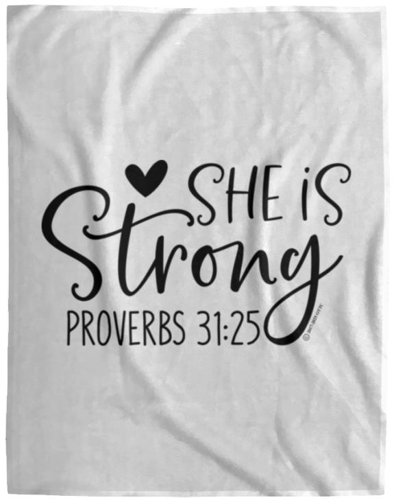 She is Strong - Cozy Plush Fleece Blanket - 60x80 - Jesus Surfed Apparel Co. 