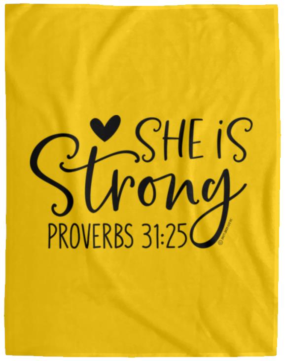 She is Strong - Cozy Plush Fleece Blanket - 60x80 - Jesus Surfed Apparel Co. 