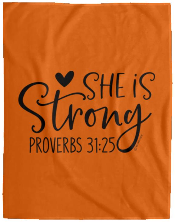 She is Strong - Cozy Plush Fleece Blanket - 60x80 - Jesus Surfed Apparel Co. 