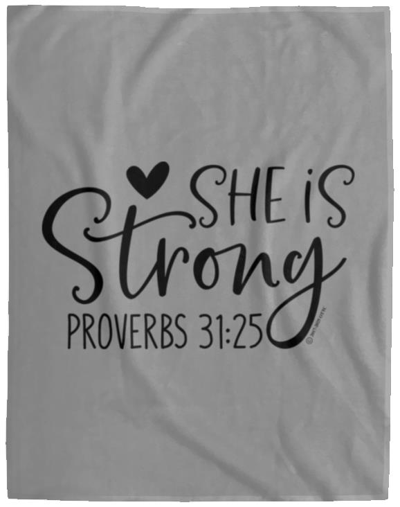 She is Strong - Cozy Plush Fleece Blanket - 60x80 - Jesus Surfed Apparel Co. 