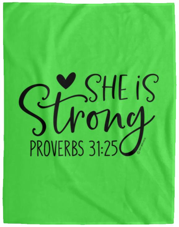 She is Strong - Cozy Plush Fleece Blanket - 60x80 - Jesus Surfed Apparel Co. 