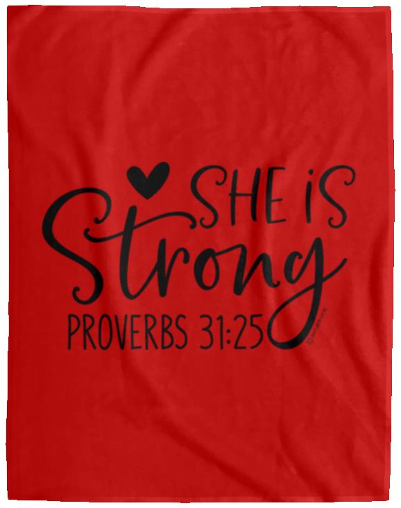 She is Strong - Cozy Plush Fleece Blanket - 60x80 - Jesus Surfed Apparel Co. 