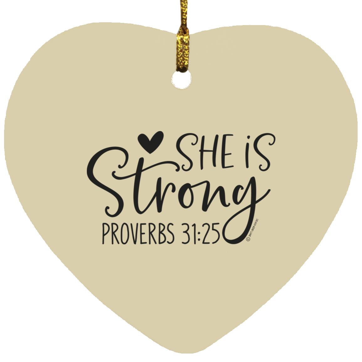 She is Strong - Heart Ornament - Jesus Surfed Apparel Co. 