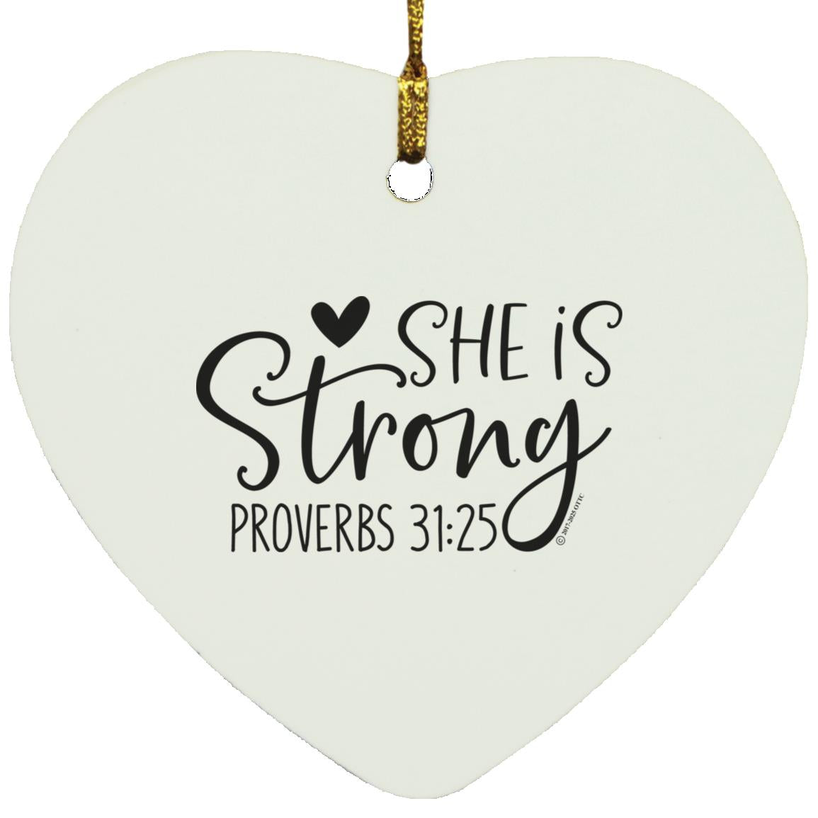She is Strong - Heart Ornament - Jesus Surfed Apparel Co. 