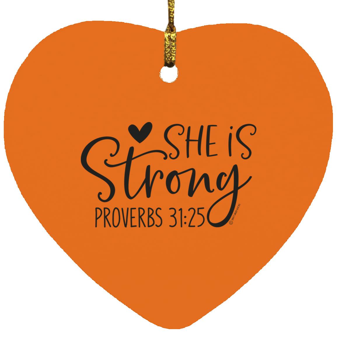 She is Strong - Heart Ornament - Jesus Surfed Apparel Co. 