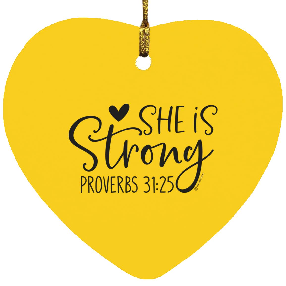 She is Strong - Heart Ornament - Jesus Surfed Apparel Co. 