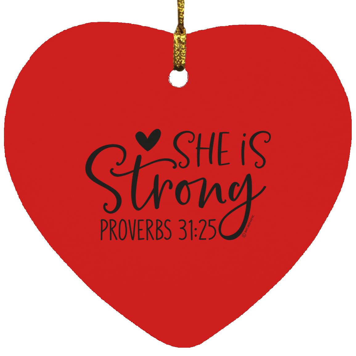 She is Strong - Heart Ornament - Jesus Surfed Apparel Co. 