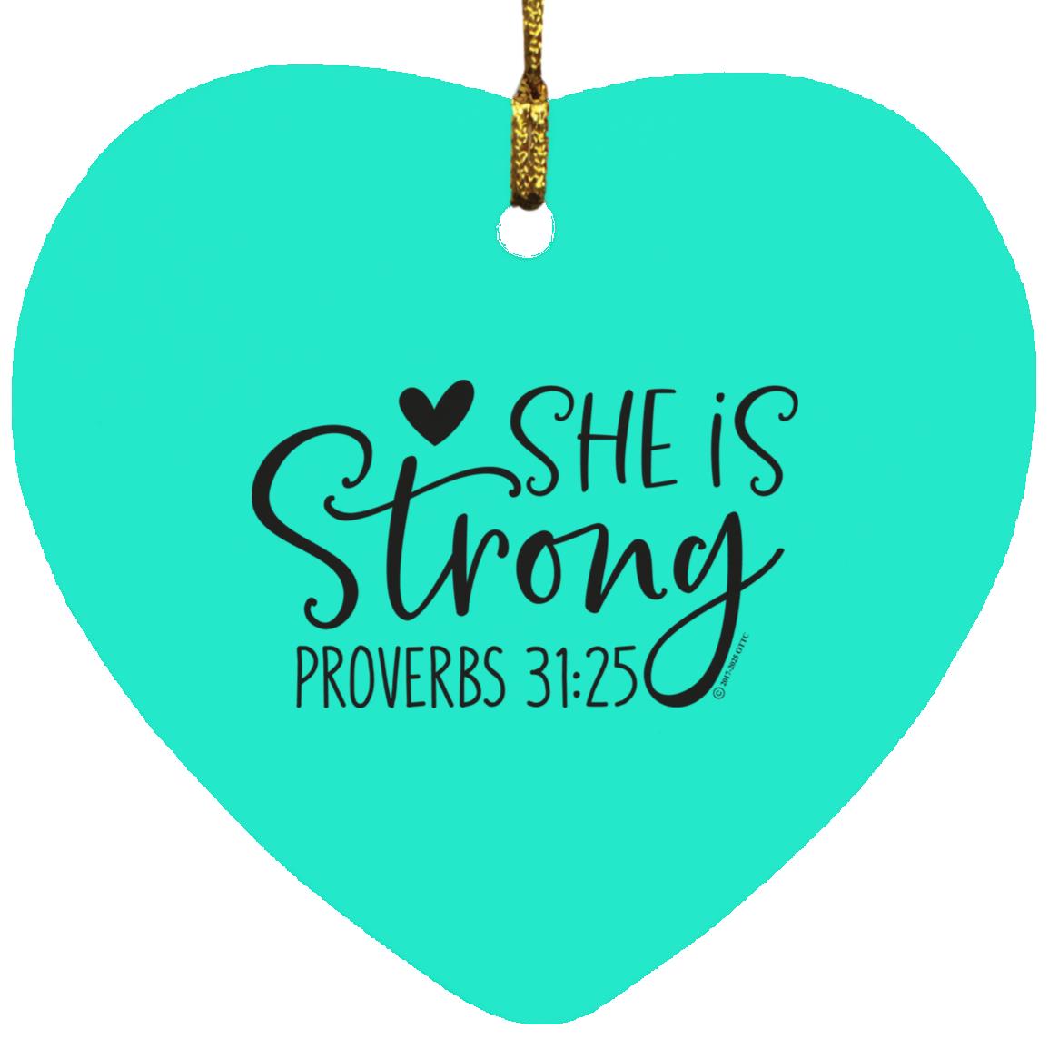 She is Strong - Heart Ornament - Jesus Surfed Apparel Co. 