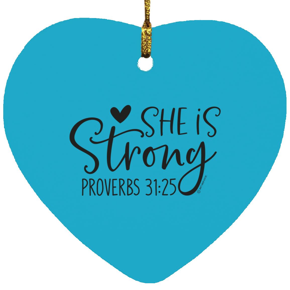 She is Strong - Heart Ornament - Jesus Surfed Apparel Co. 