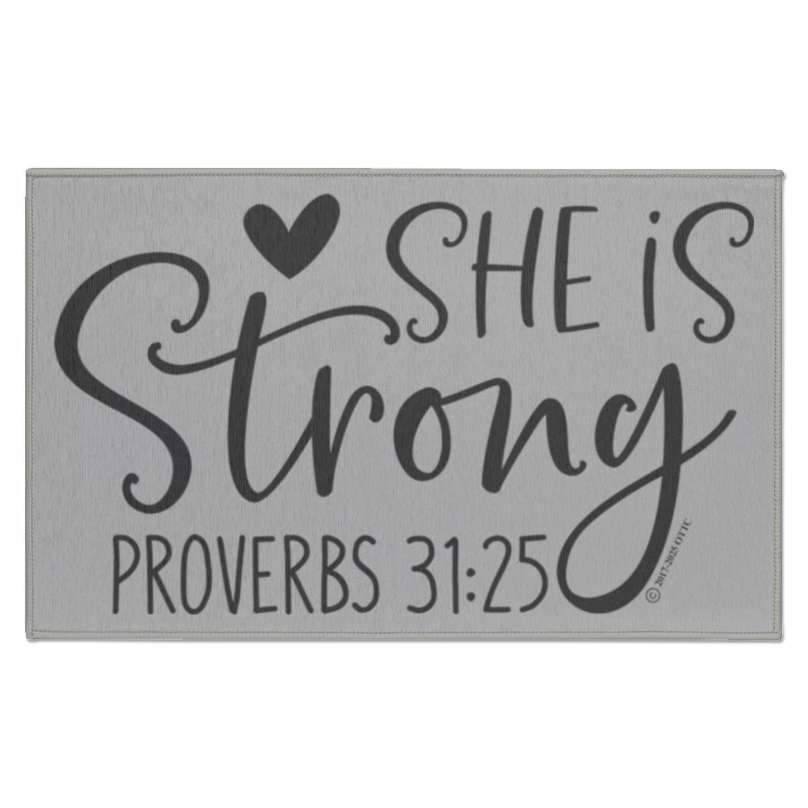 She is Strong - Indoor Doormat - Jesus Surfed Apparel Co. 