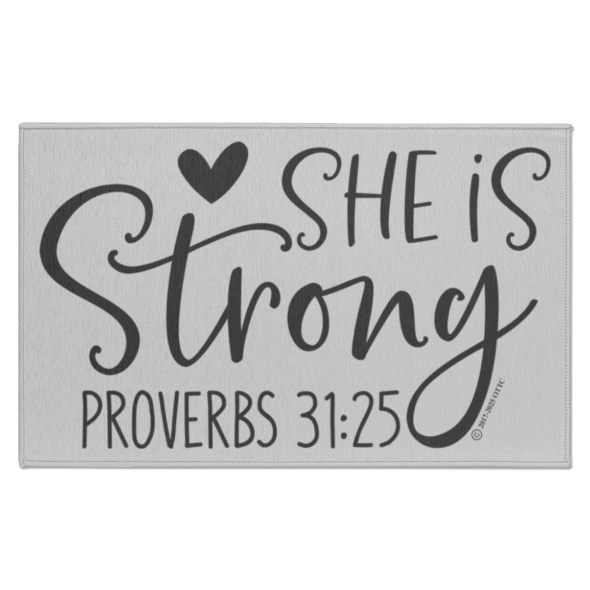 She is Strong - Indoor Doormat - Jesus Surfed Apparel Co. 
