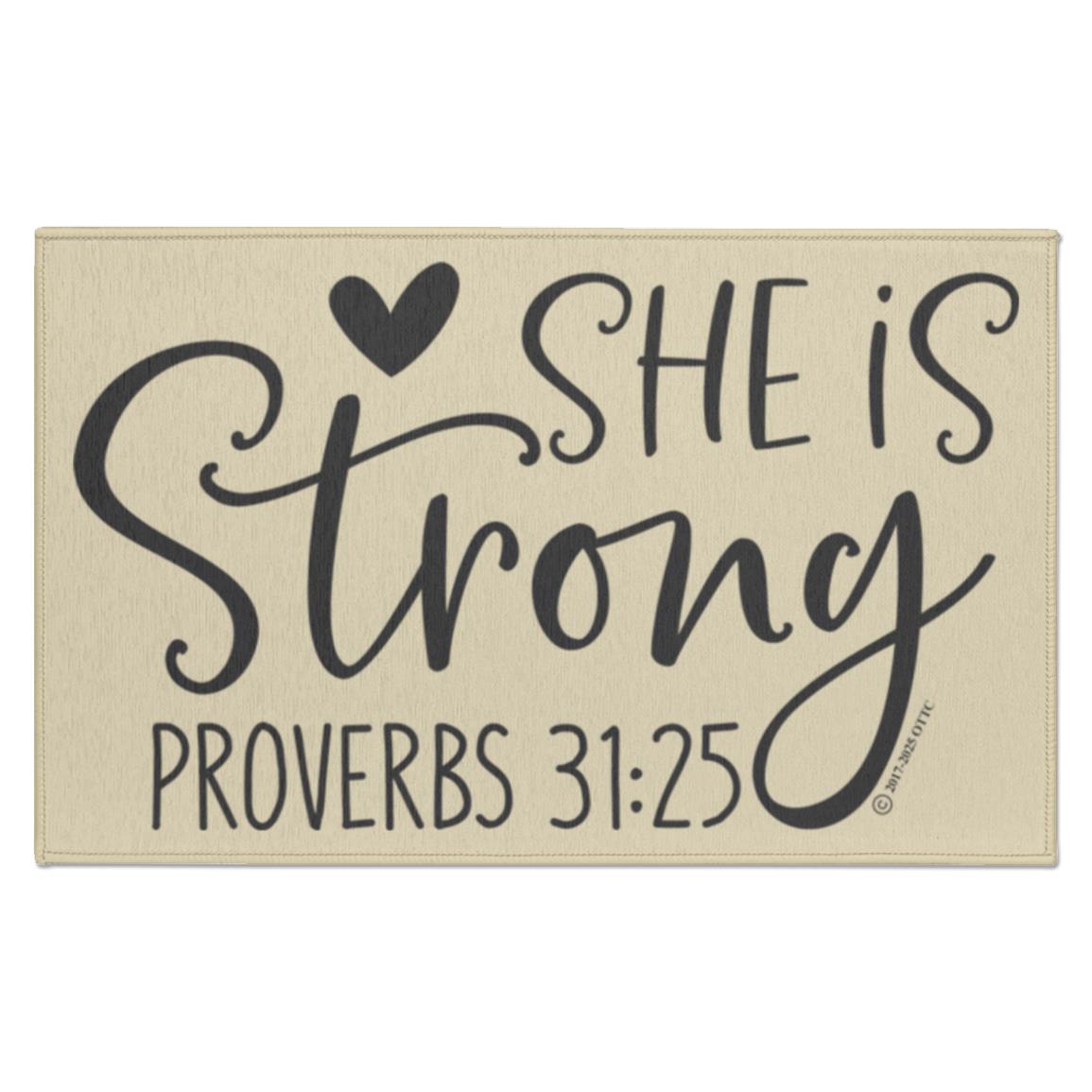 She is Strong - Indoor Doormat - Jesus Surfed Apparel Co. 