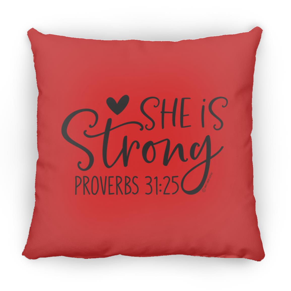 She is Strong - Large Square Pillow - Jesus Surfed Apparel Co. 