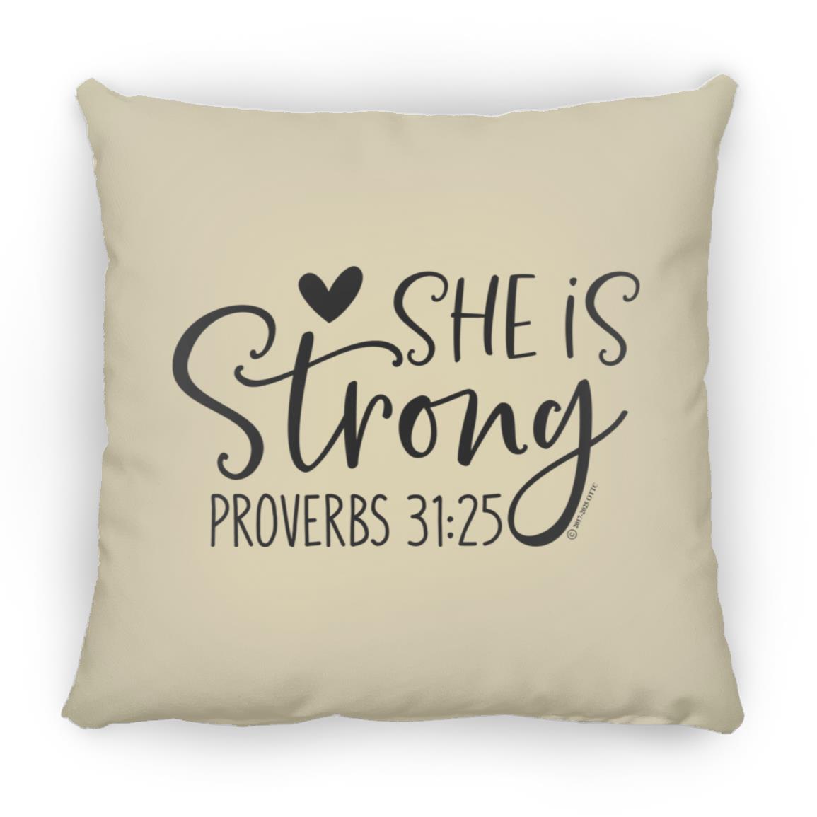 She is Strong - Large Square Pillow - Jesus Surfed Apparel Co. 