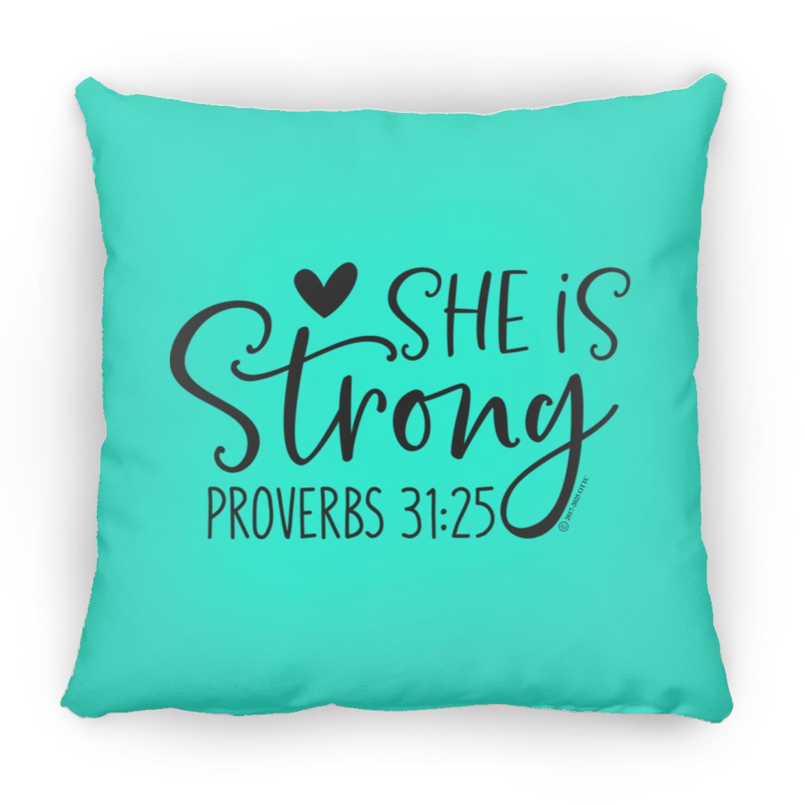 She is Strong - Large Square Pillow - Jesus Surfed Apparel Co. 