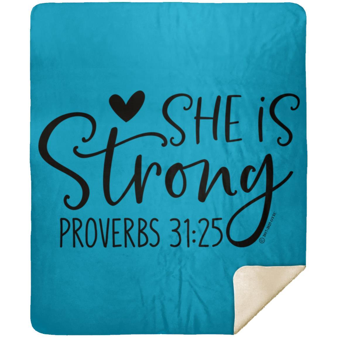 She is Strong - Premium Mink Sherpa Blanket 50x60 - Jesus Surfed Apparel Co. 