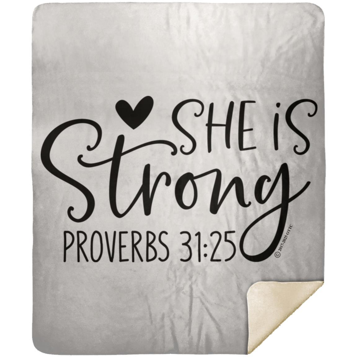 She is Strong - Premium Mink Sherpa Blanket 50x60 - Jesus Surfed Apparel Co. 