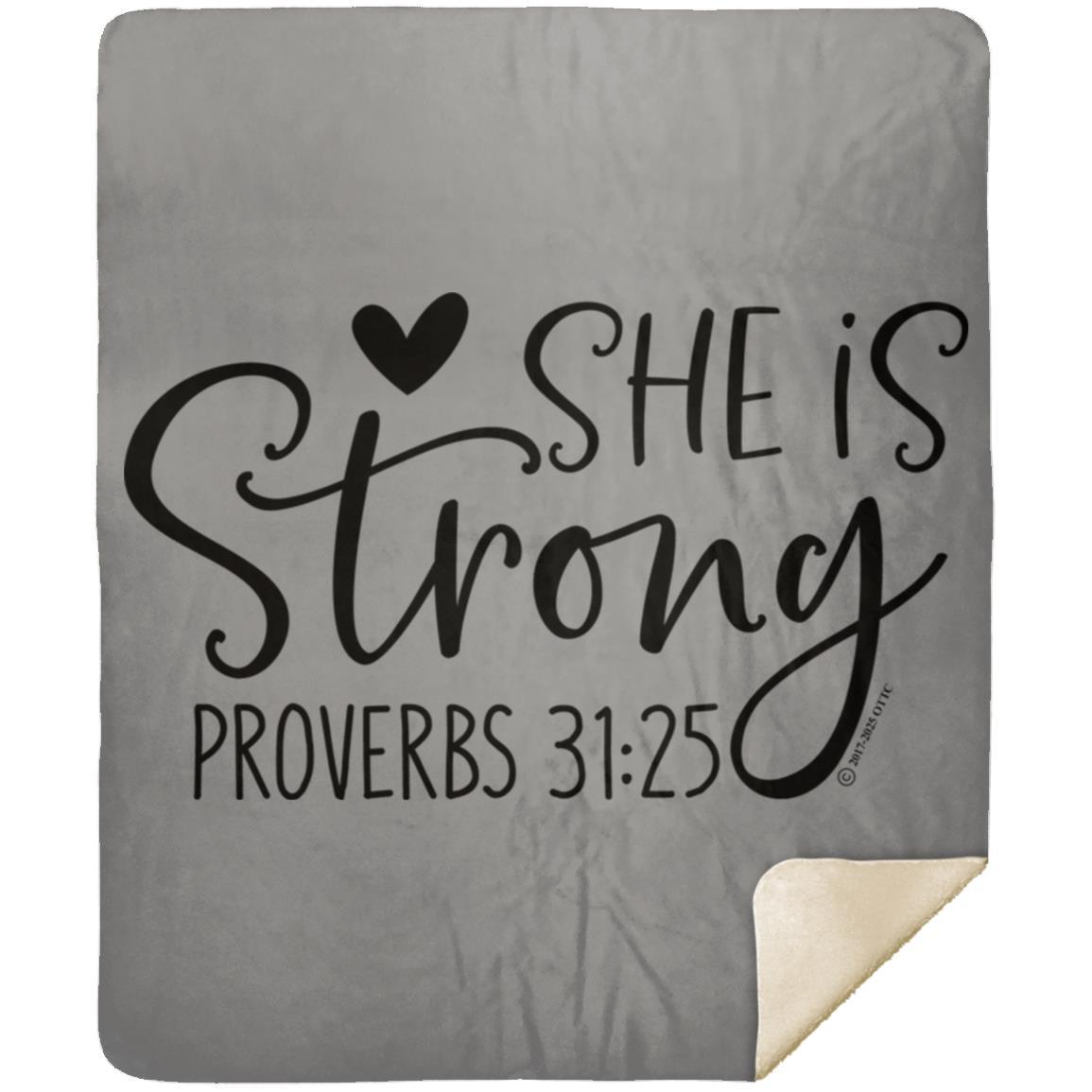 She is Strong - Premium Mink Sherpa Blanket 50x60 - Jesus Surfed Apparel Co. 