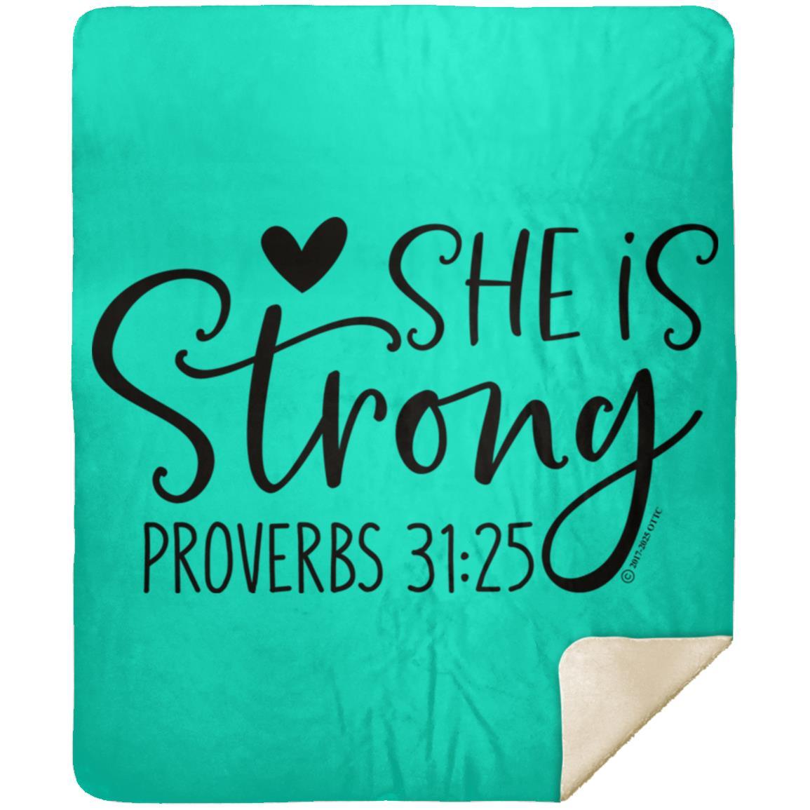 She is Strong - Premium Mink Sherpa Blanket 50x60 - Jesus Surfed Apparel Co. 