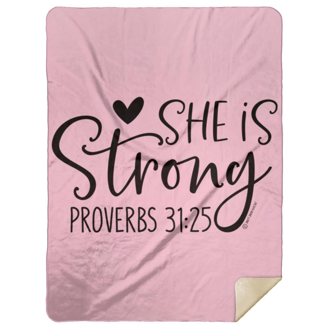 She is Strong - Premium Mink Sherpa Blanket 60x80 - Jesus Surfed Apparel Co. 